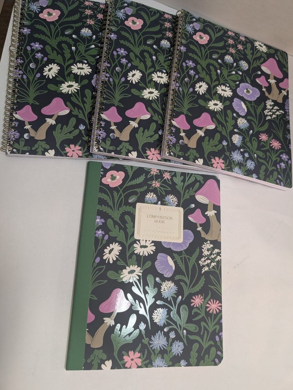 Think Ink Mushroom Floral Composition Book & Spiral Notebook Set - College 4 pc